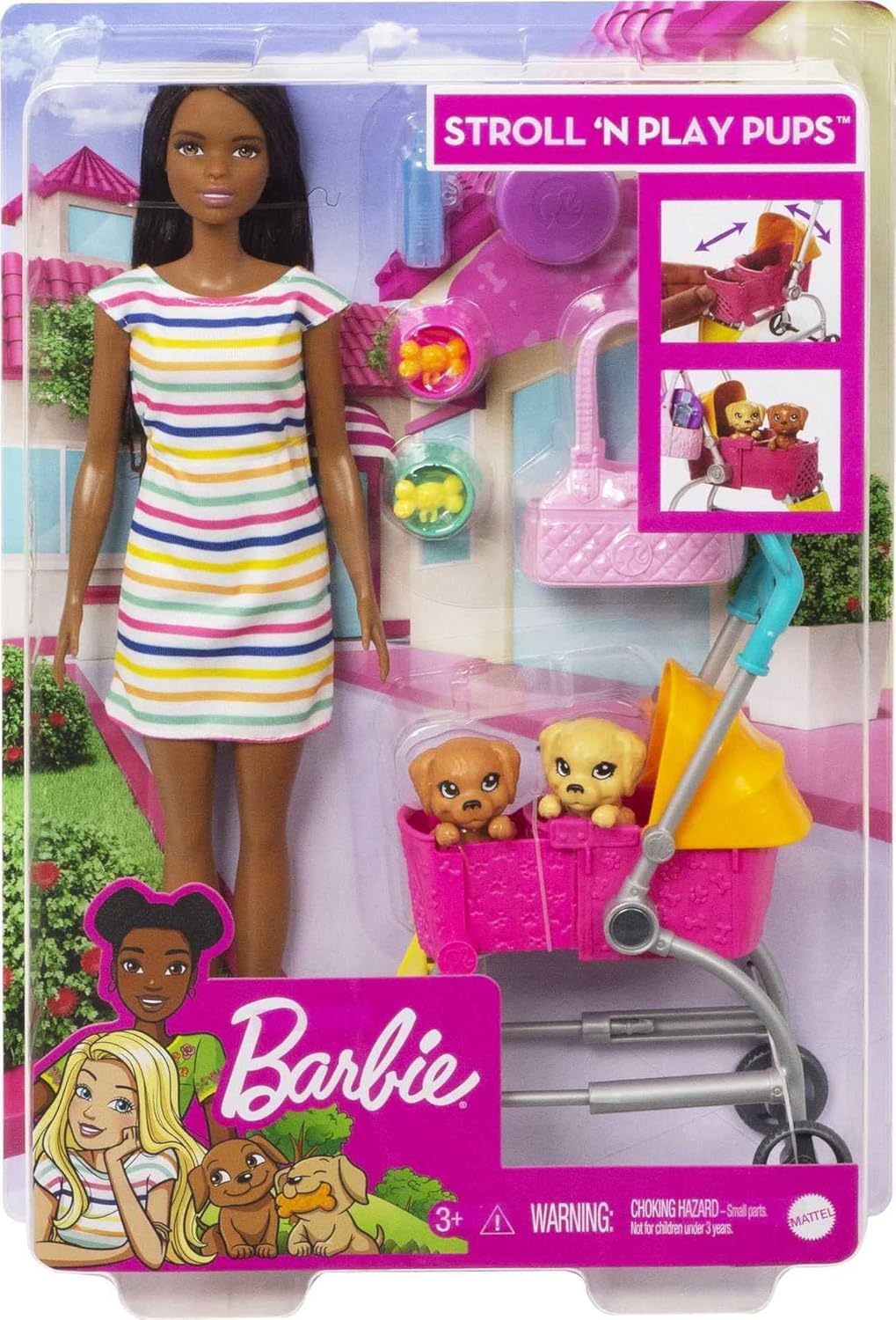 Barbie Perro Paseo Set con Muñeca y Accesorios