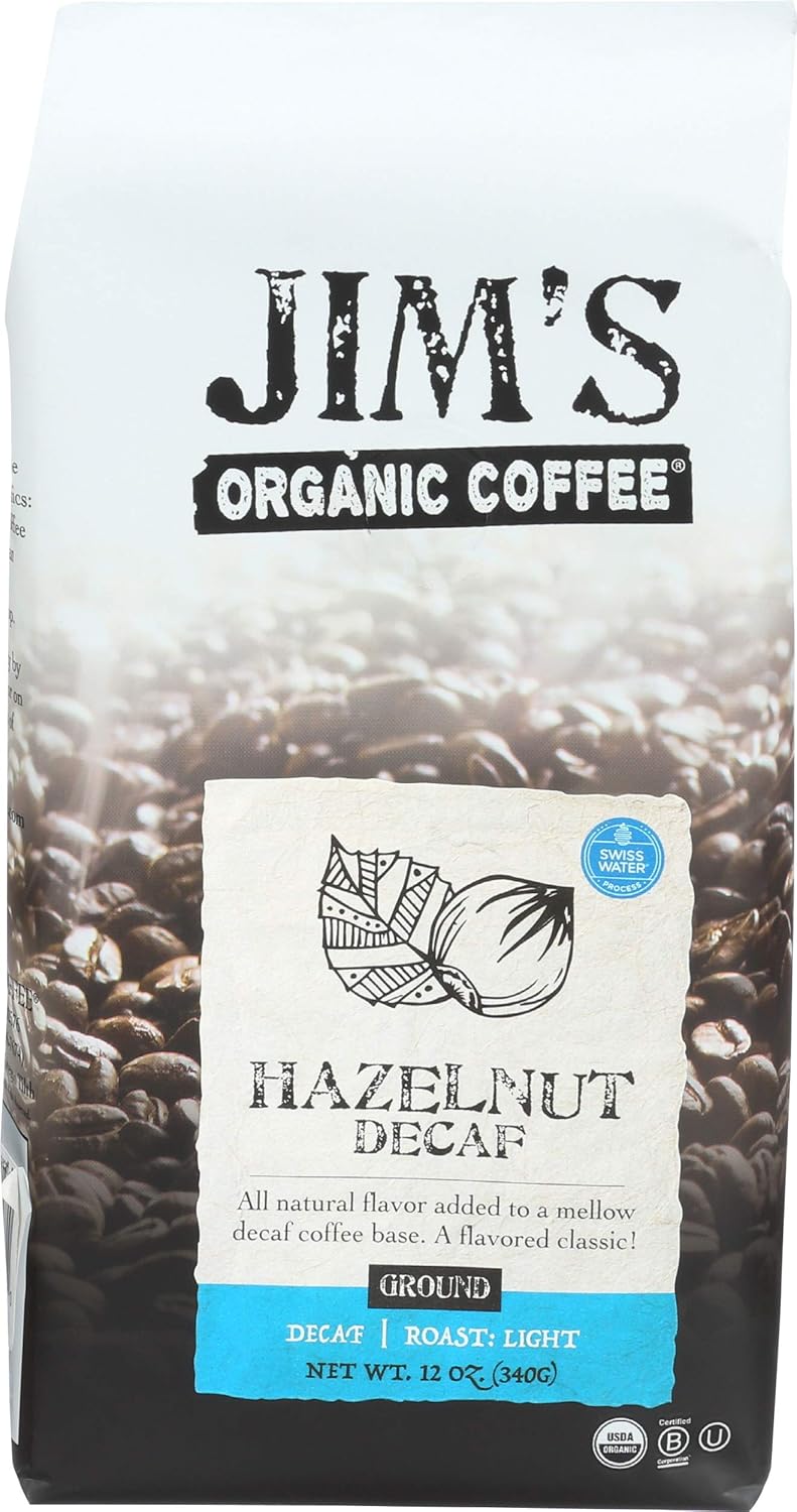 Café Decaf de Avellana Molido JIMS ORGANIC COFFEE 12 OZ