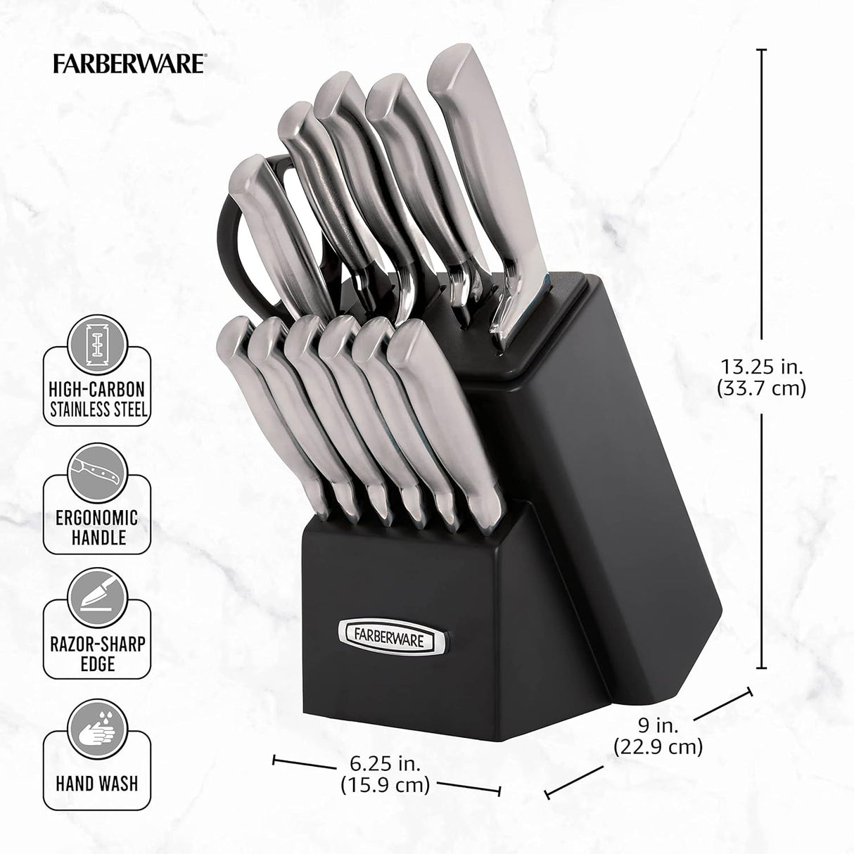 Juego de cuchillos de 13 piezas Farberware EdgeKeeper Negro