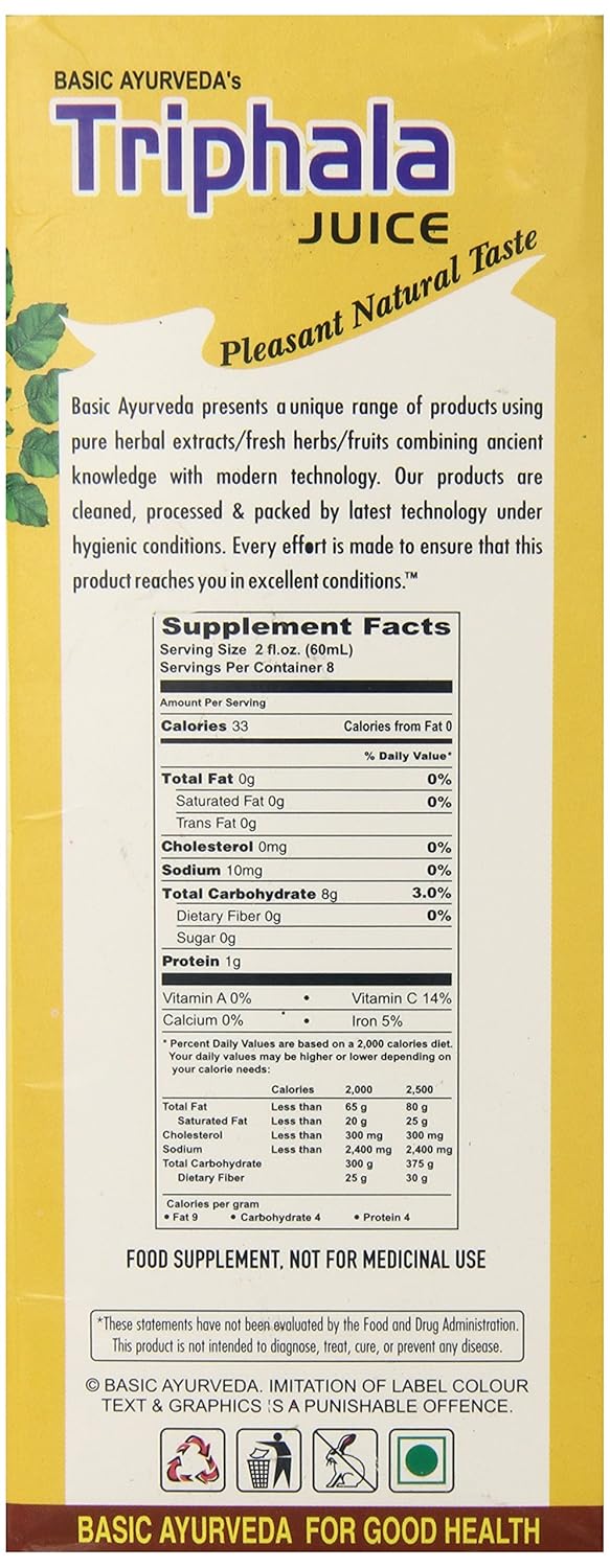 Suplemento Ayurveda Jugo de Triphala, Amla, Bibhitaki