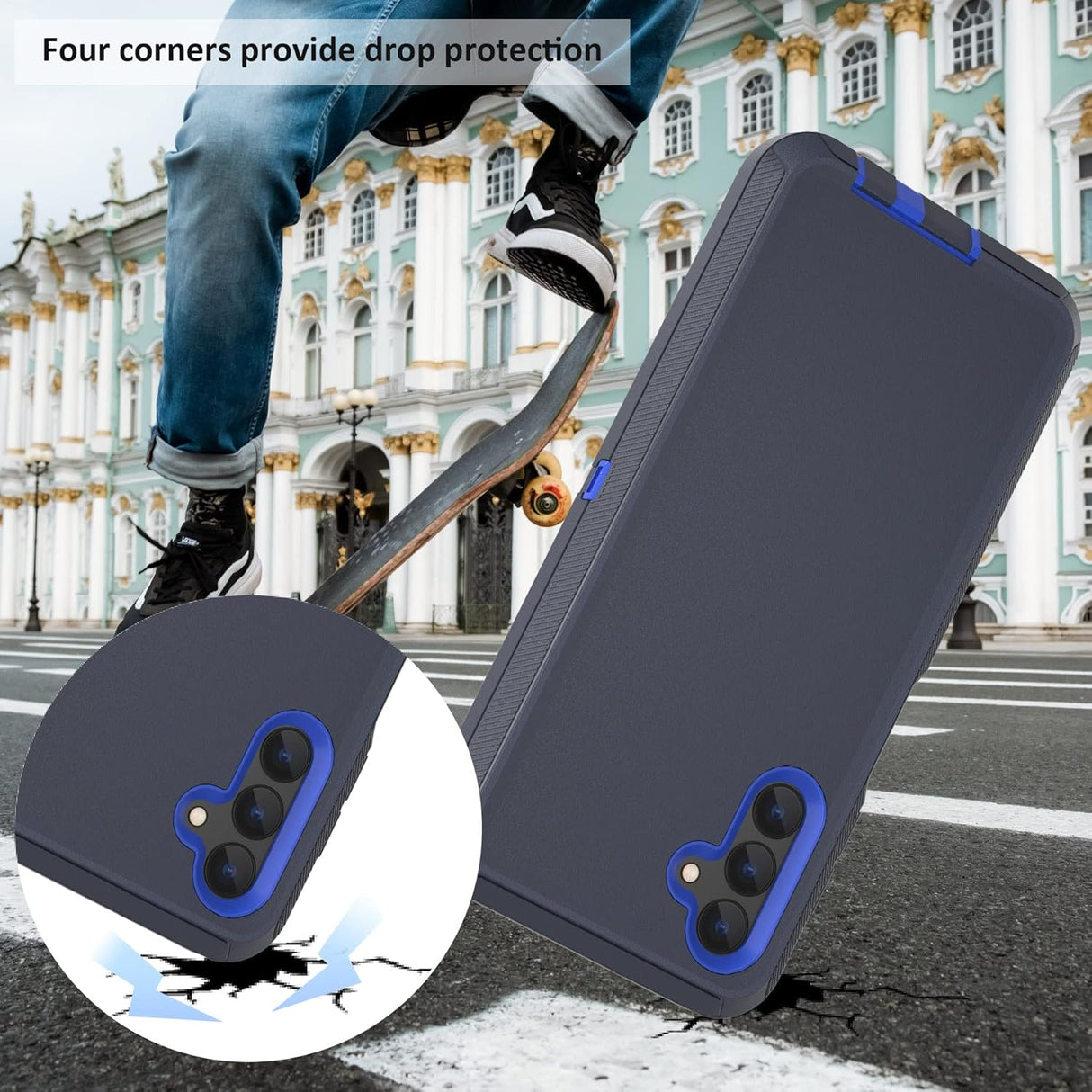 Funda compatible con Samsung Galaxy A13 5G (no para A13 4G), con clip de cinturón, resistente, resistente a prueba de golpes, protección de cuerpo completo, función atril, funda para Samsung Galaxy A13 5G (azul)