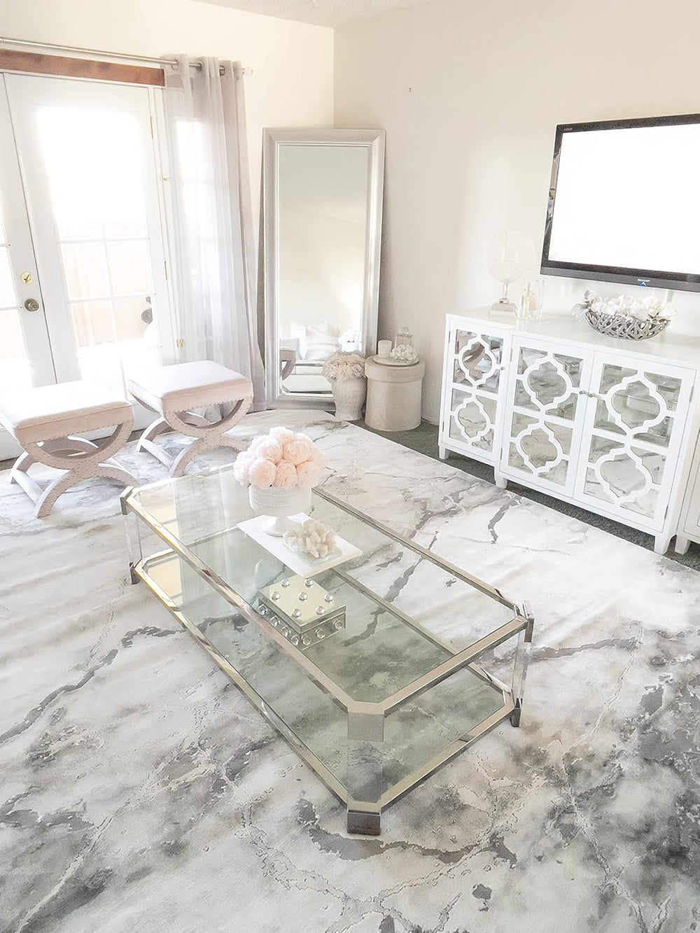 Alfombra de área moderna abstracta, diseño fácil de cuidar, CFT877G