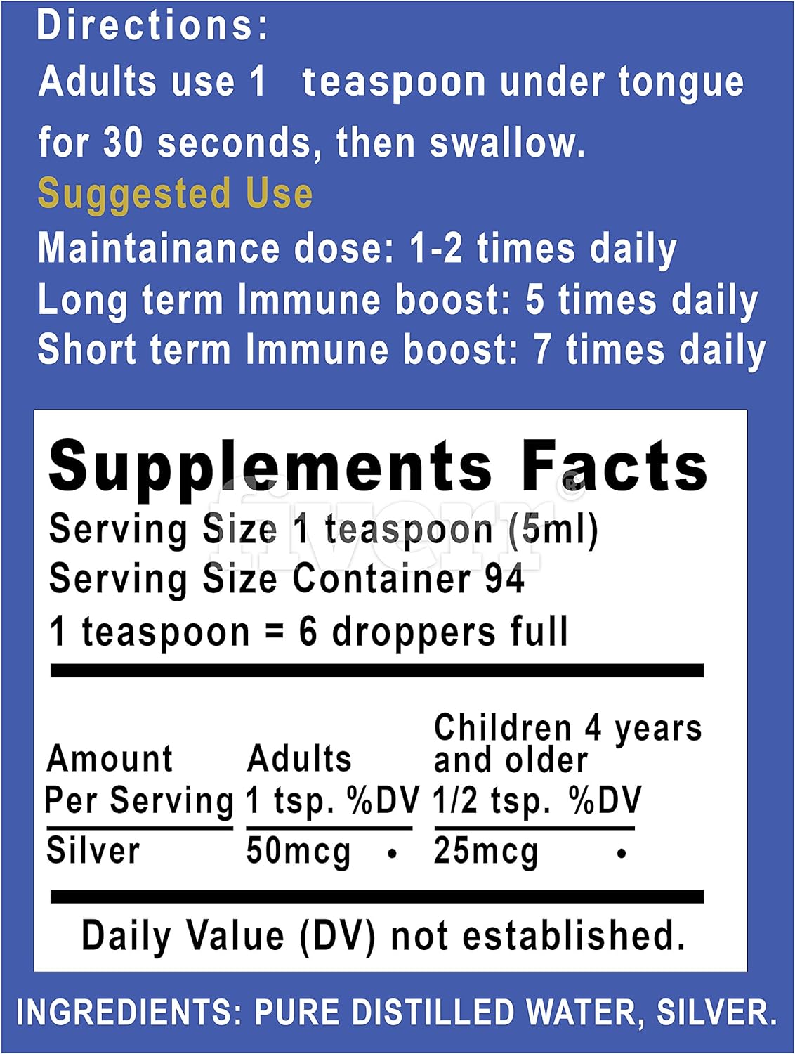 Suplementos Alimenticios líquida coloidal Silver