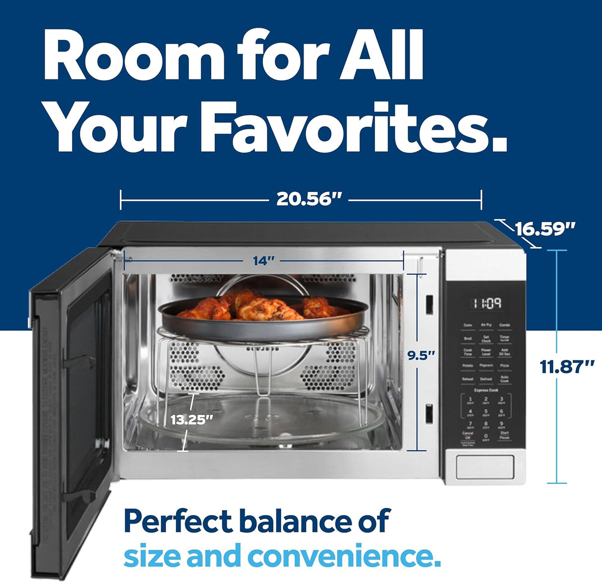 Horno Microondas GE GCST10A1WSS 3 en 1, 1.0 Cu. Ft, 1050W