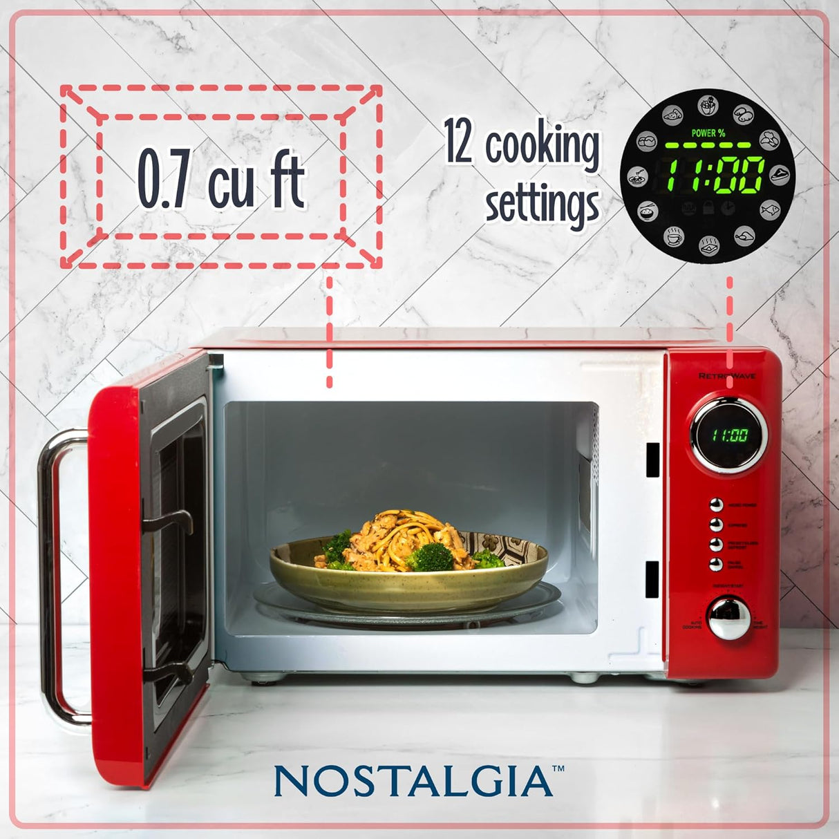 Horno Microondas Nostalgia Retro 0.7 Cu. Ft. 700W LED Digital