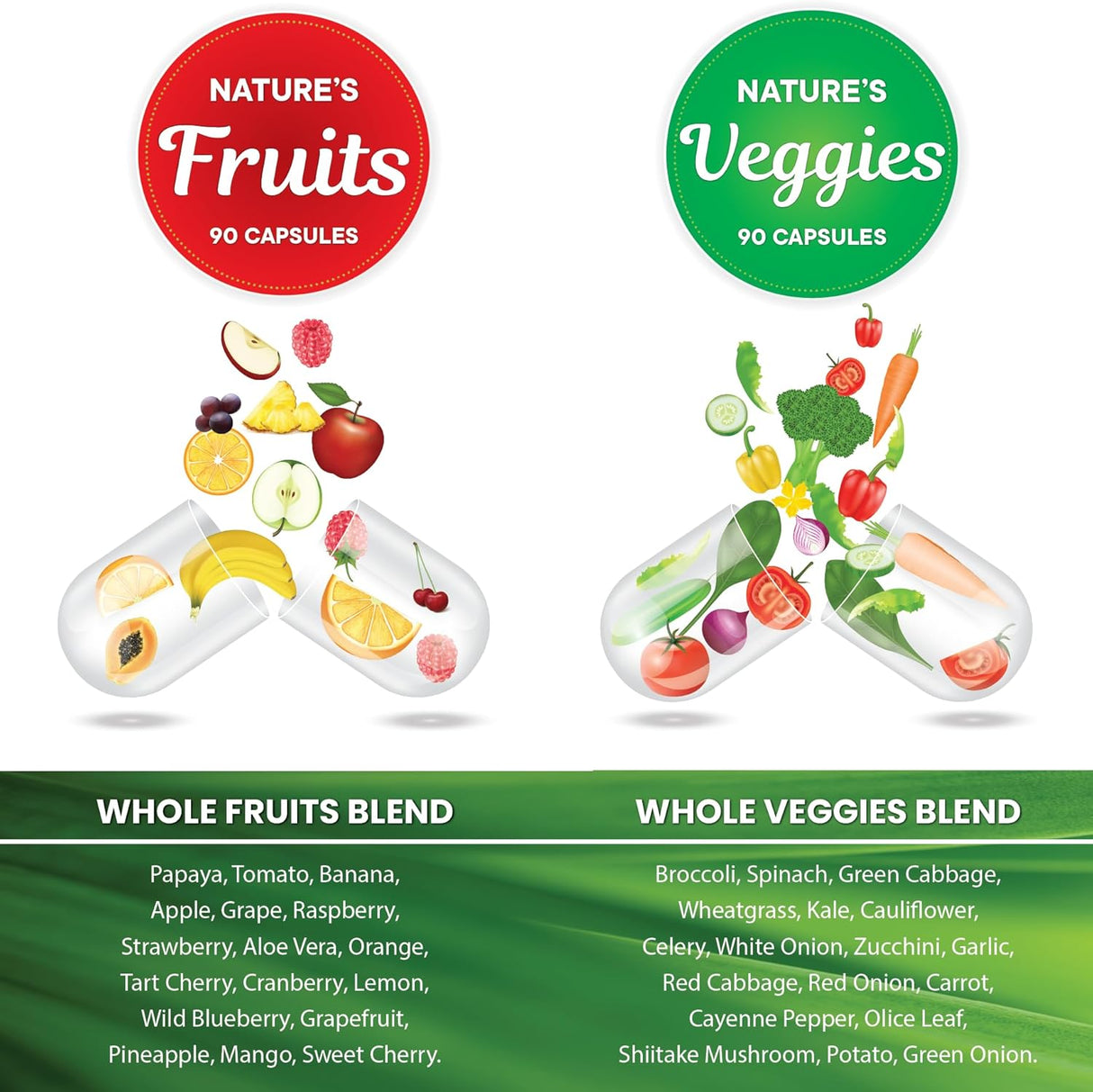Suplemento de frutas y verduras 90 frutas y 90 cápsulas