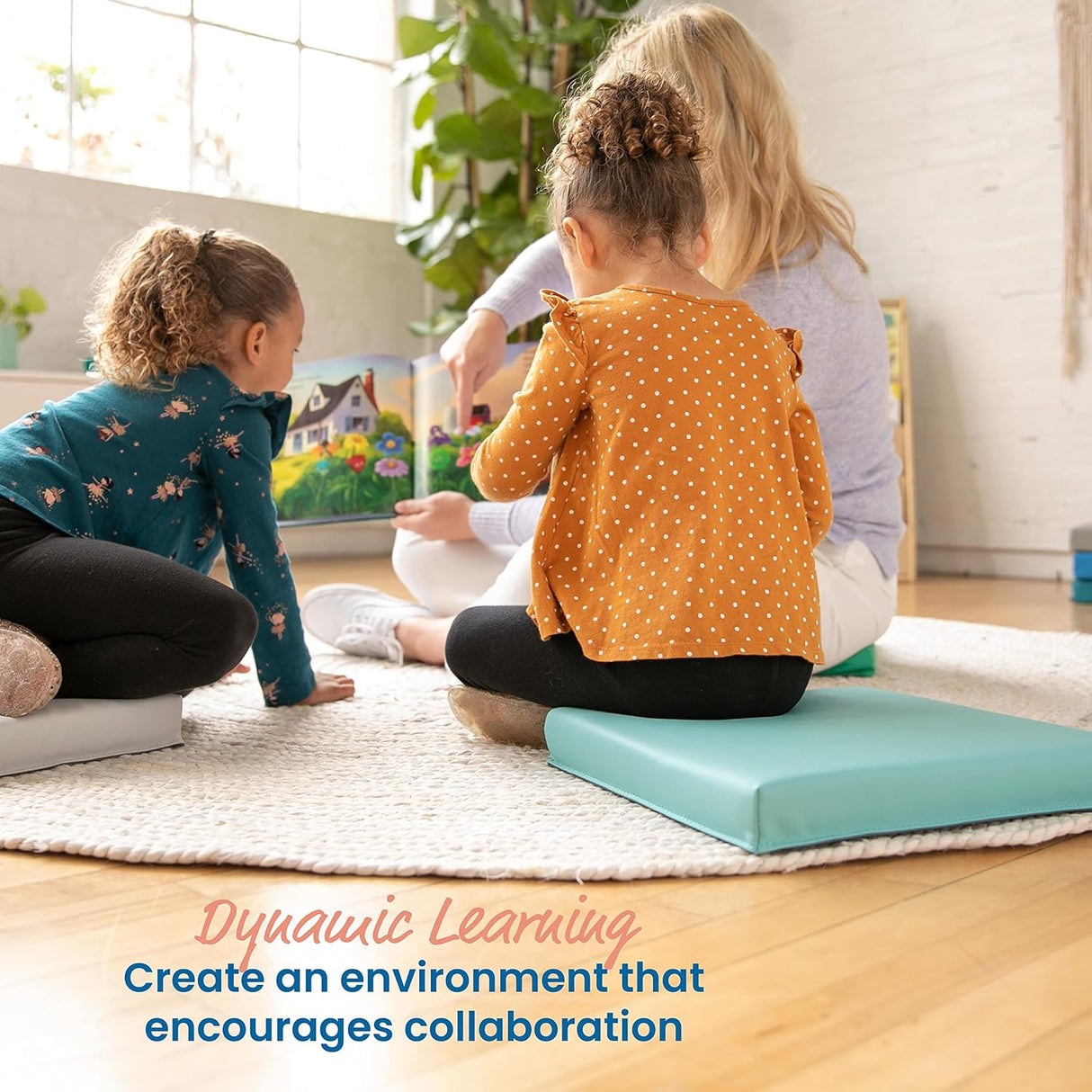 ECR4Kids SoftZone - Cojines de suelo, cuadrados, asientos flexibles, contemporáneos, 6 piezas