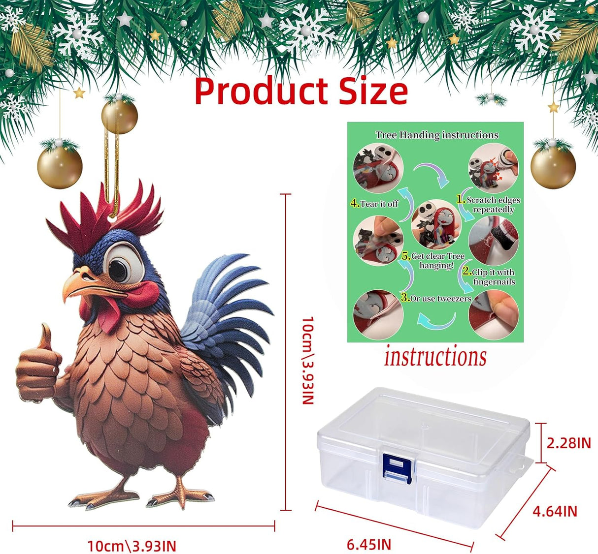 Colgante Adorno de Gallo, 6 PZS Acrílico, 10cm, para Decorar