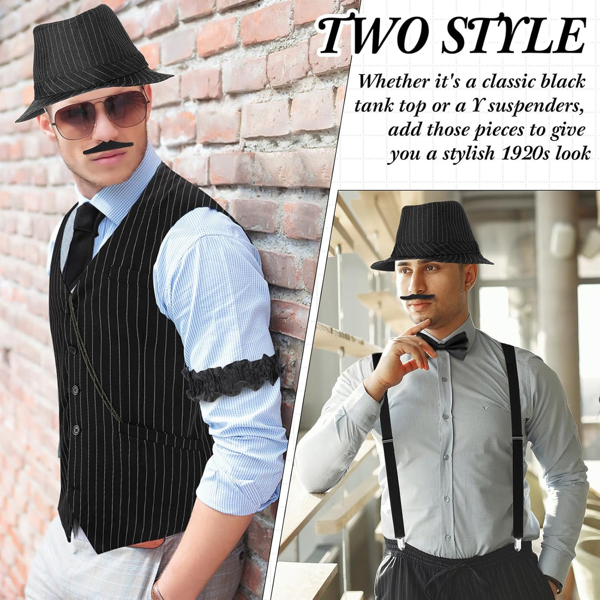 Disfraz de Hombre SATINIOR 1920s con Chaleco, Sombrero y Reloj