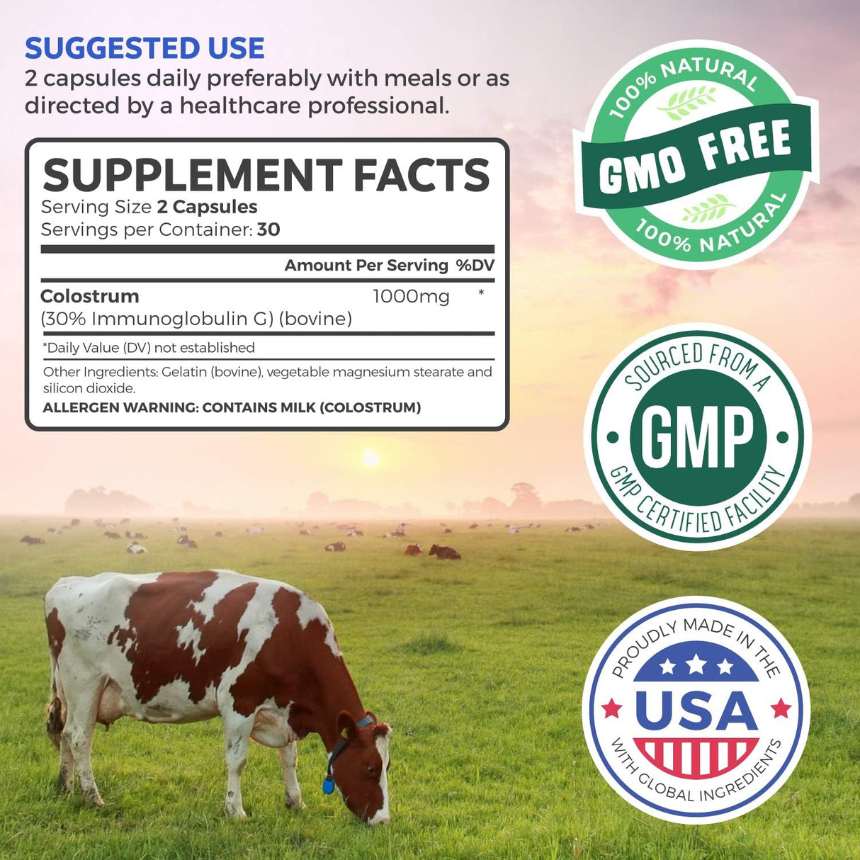 Suero de Leche 1,000mg - Apoyo Inmunológico - 60 Cápsulas