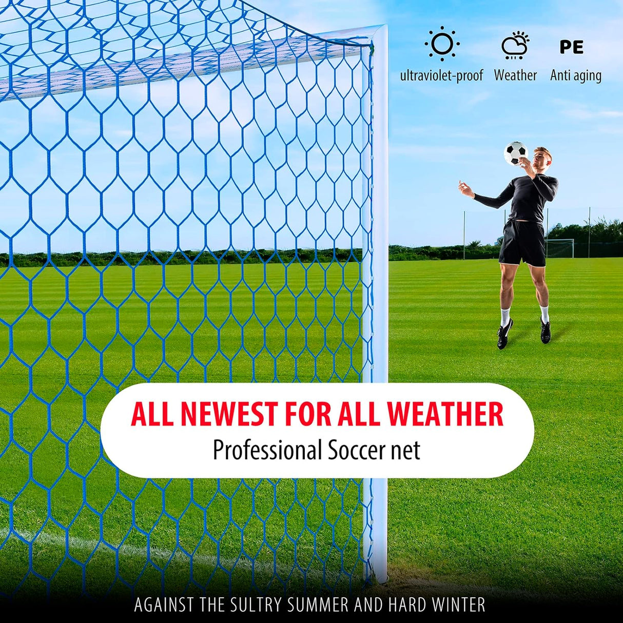 Reemplazo de Red de Portería de Fútbol 24x8 y 18.5x6.5 Pies