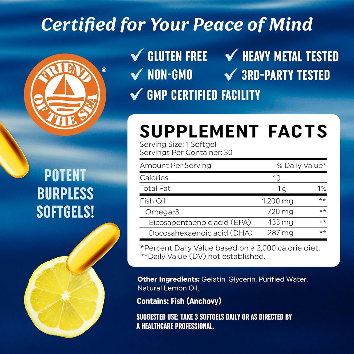 Suplemento Omega 3 Triple Fuerza 1200 mg | Aceite de Pescado