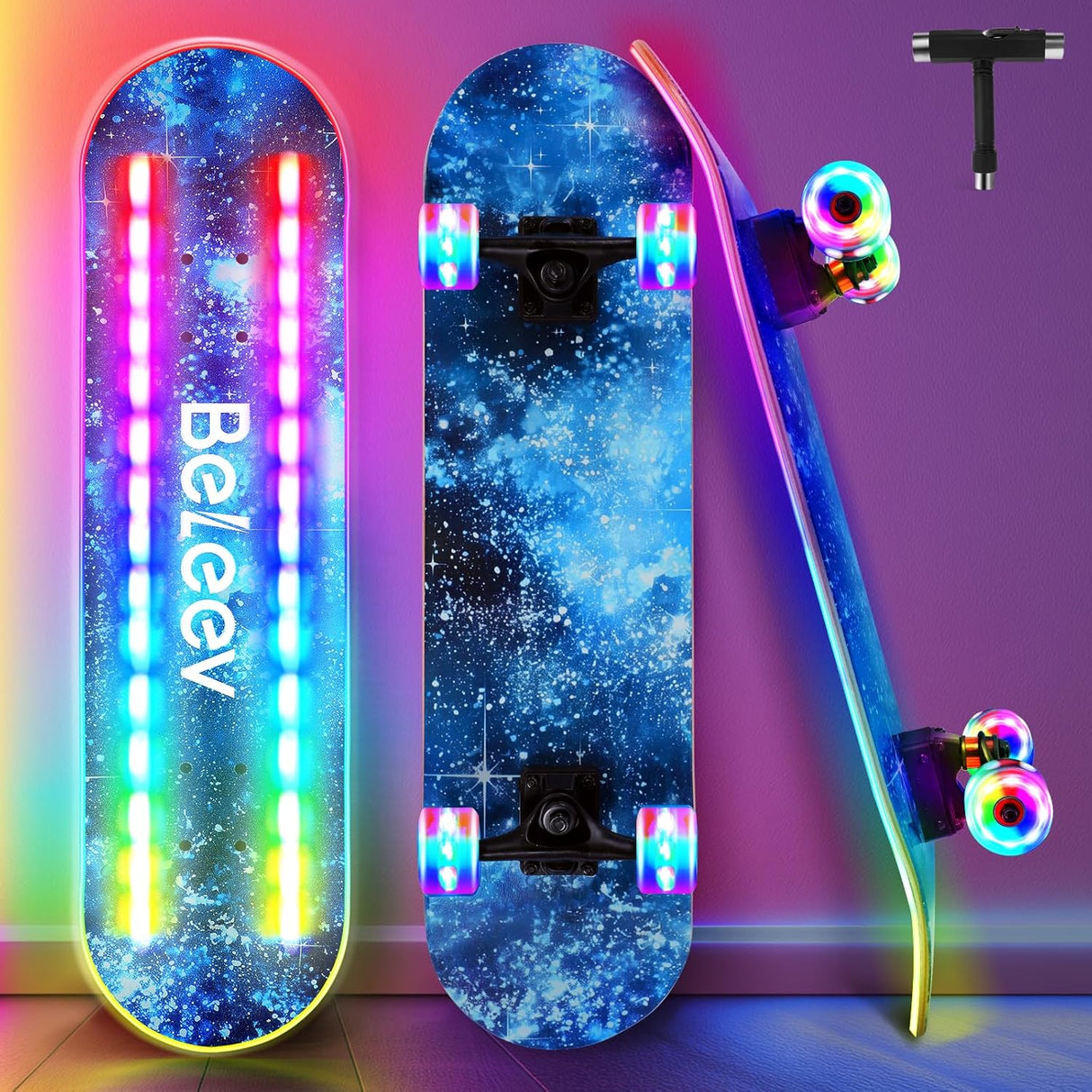 Patineta Completa para Principiantes, 31"x8", Deck de Arce