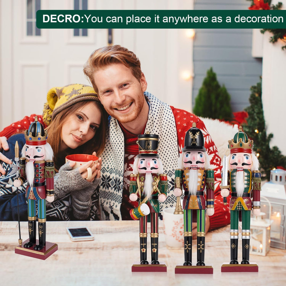 Adorno de Navidad Nutcracker, figura de madera, 30 cm, Drummer