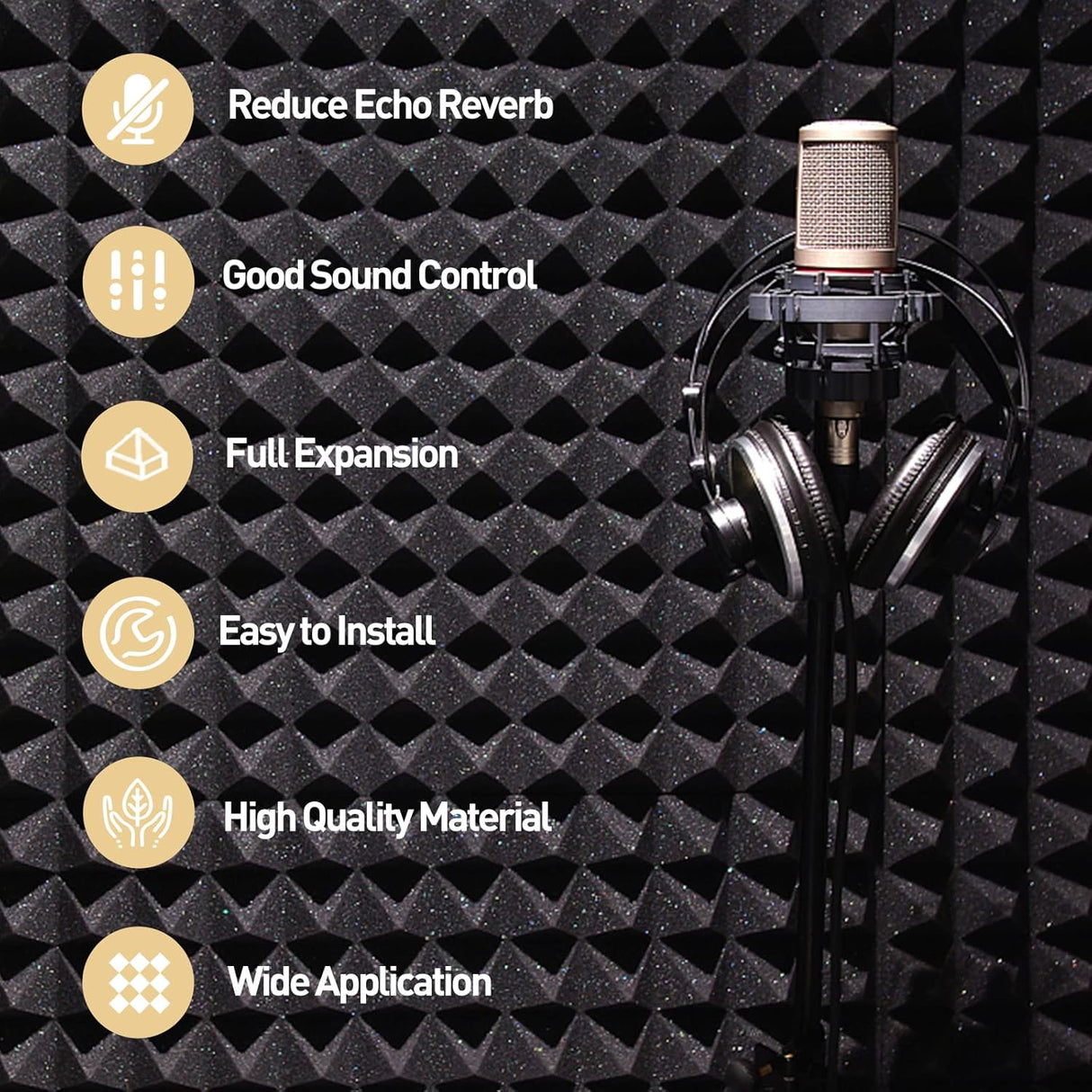 Paneles Acústicos AUSLET 12x12x2, Espuma Aislante, 36 Pzas