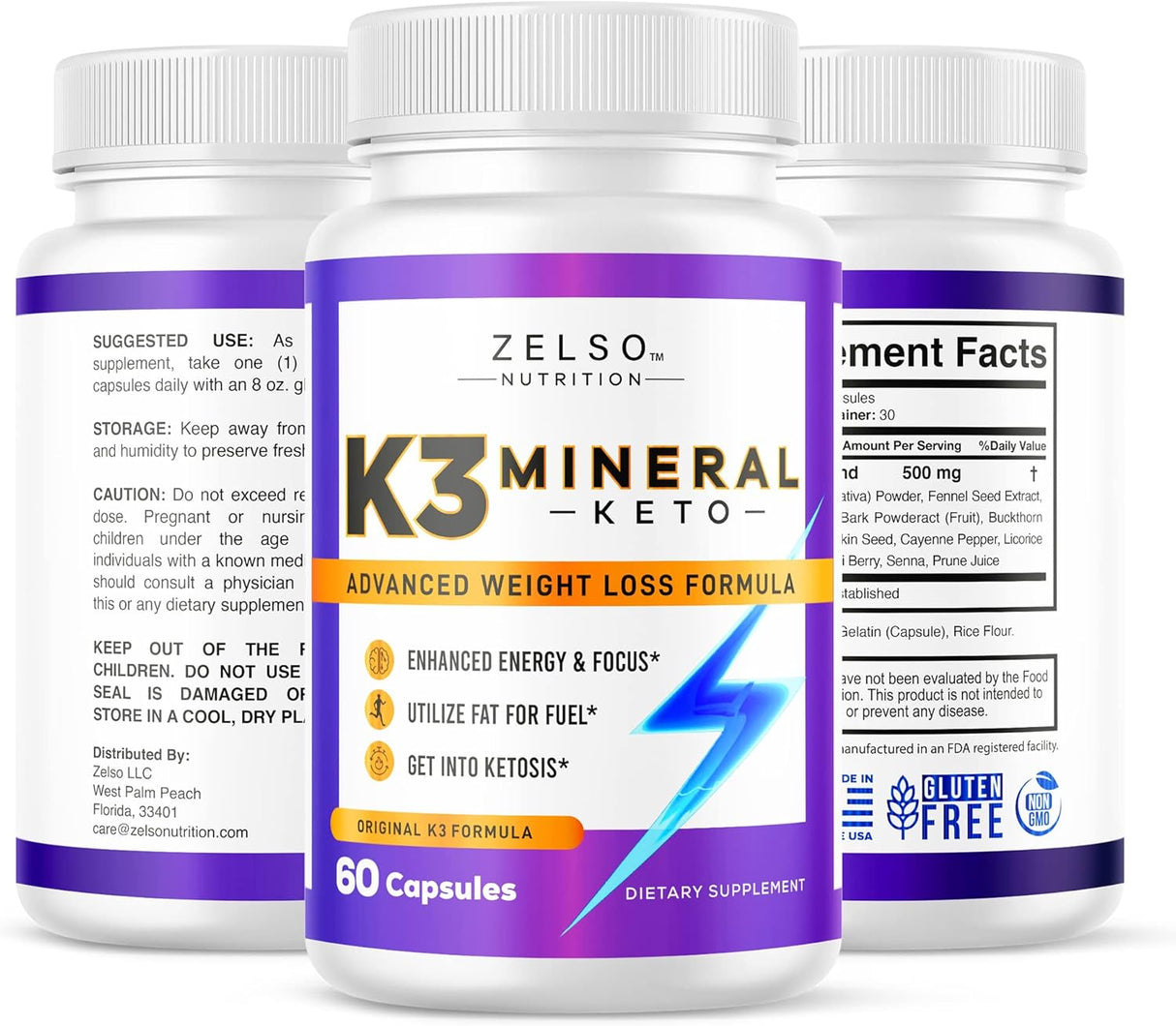 Píldoras K3 de Pérdida de Peso - Mineral + Vitaminas - 60 Caps