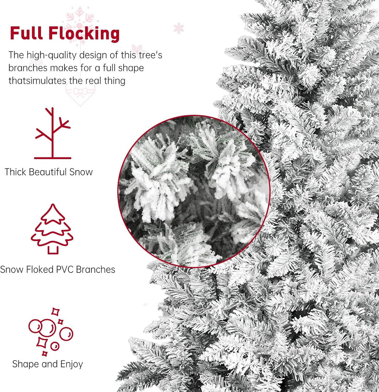 Árbol de Navidad Artificial 6FT, Premium, 1000+ Ramas de Nieve