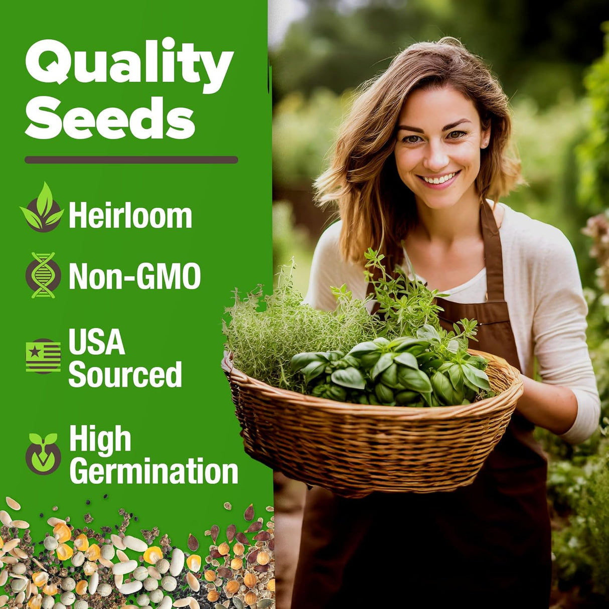 Semillas de Hierbas Culinarias HOME GROWN - No GMO, 15 Variedades