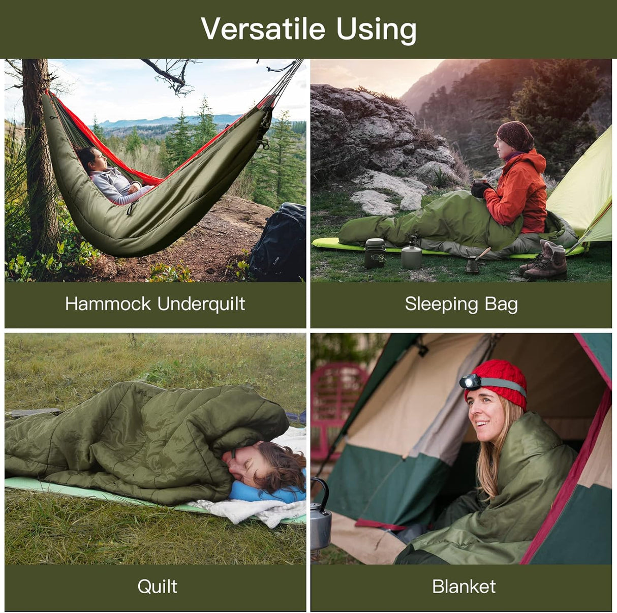 Hamaca de Noche Cat, Saco de Dormir Aislante, 4 Estaciones, 8x3.6ft