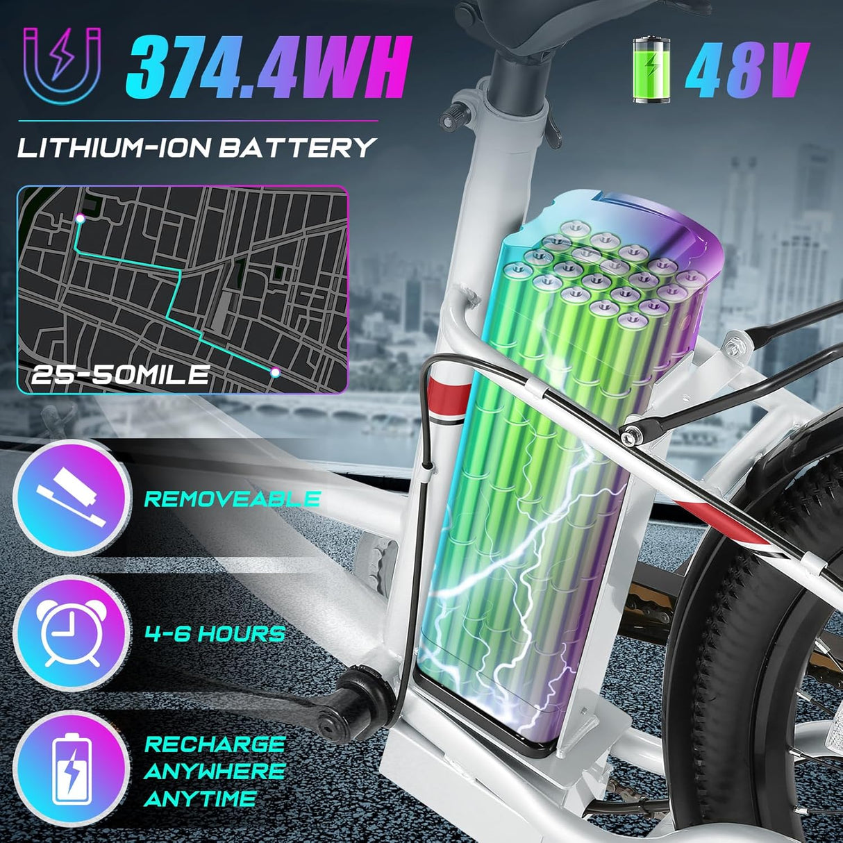 Bicicleta Eléctrica Vivi 750W, Batería Removible, 50 Millas