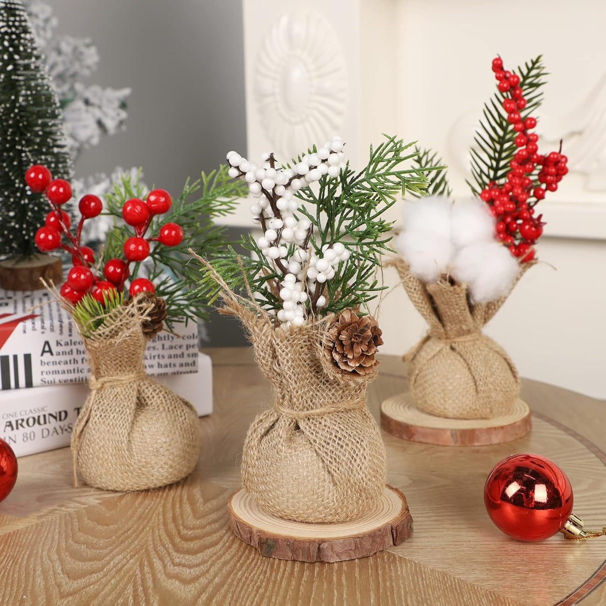 Árboles de Navidad Mini 8 winemana, 6 Pcs, Decoración Mesa