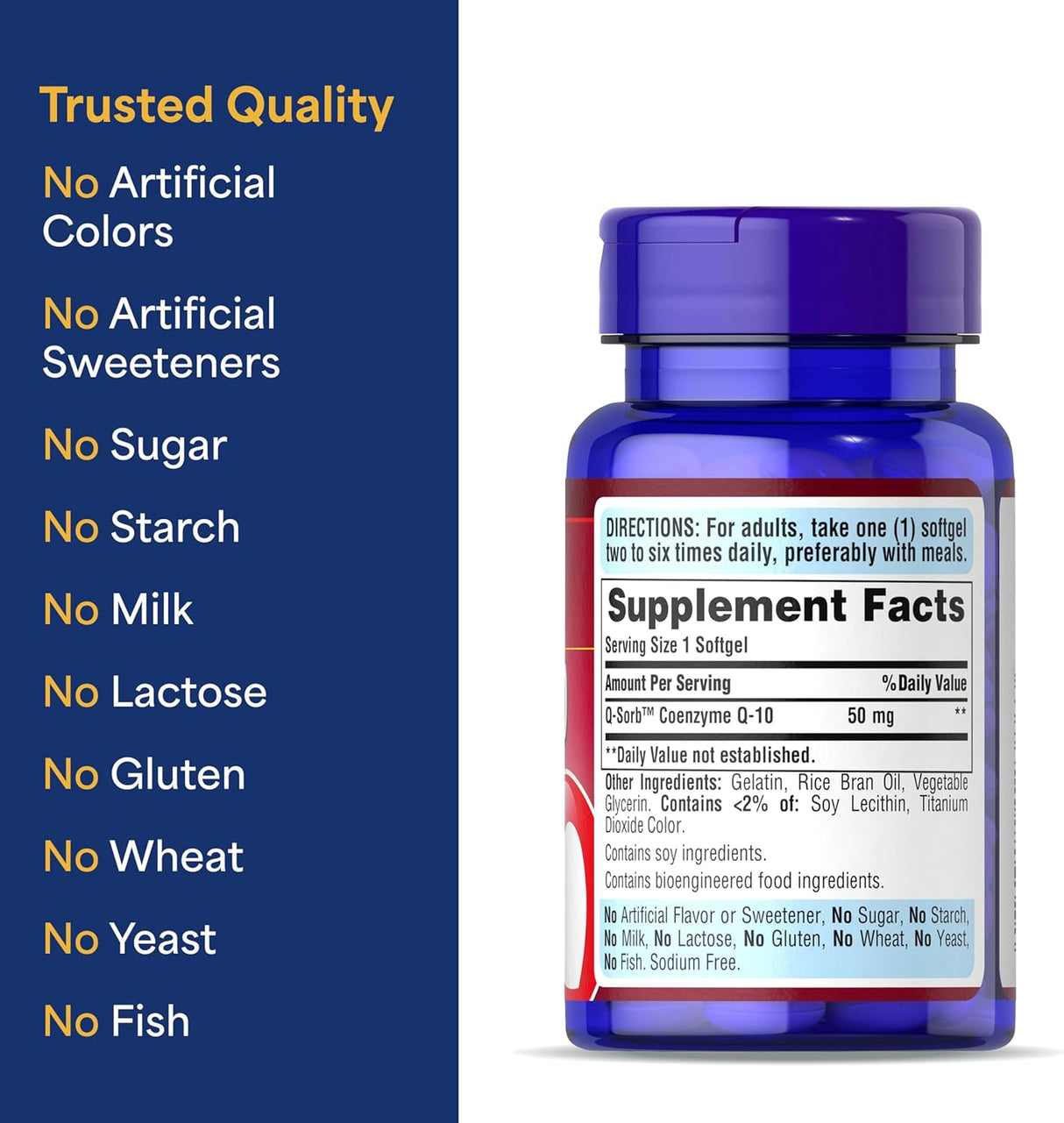Coenzima Q10 50mg Puritan's Pride Suplemento 100 Servs