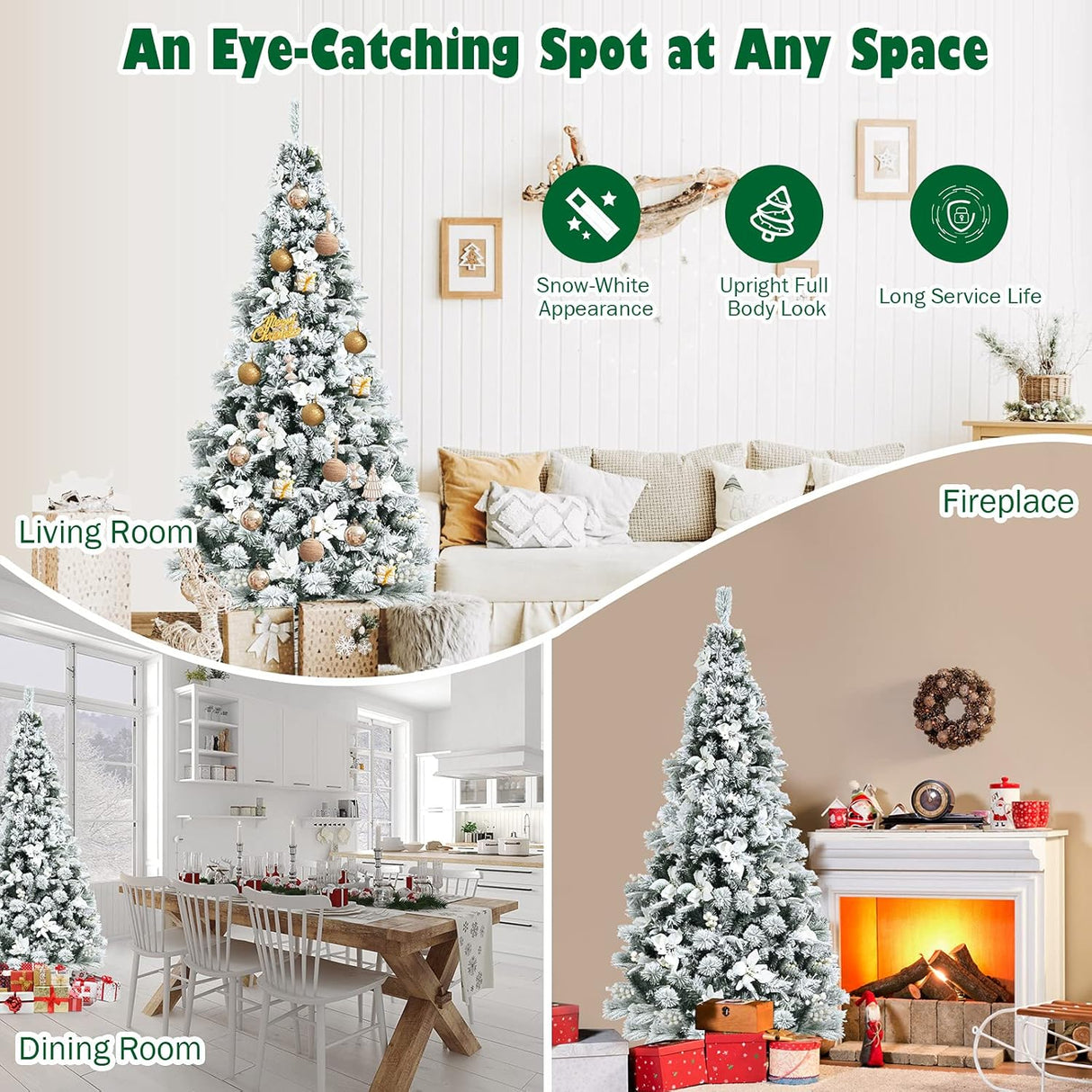 Árbol de Navidad Artificial Goplus 6FT con Decoración y Soporte