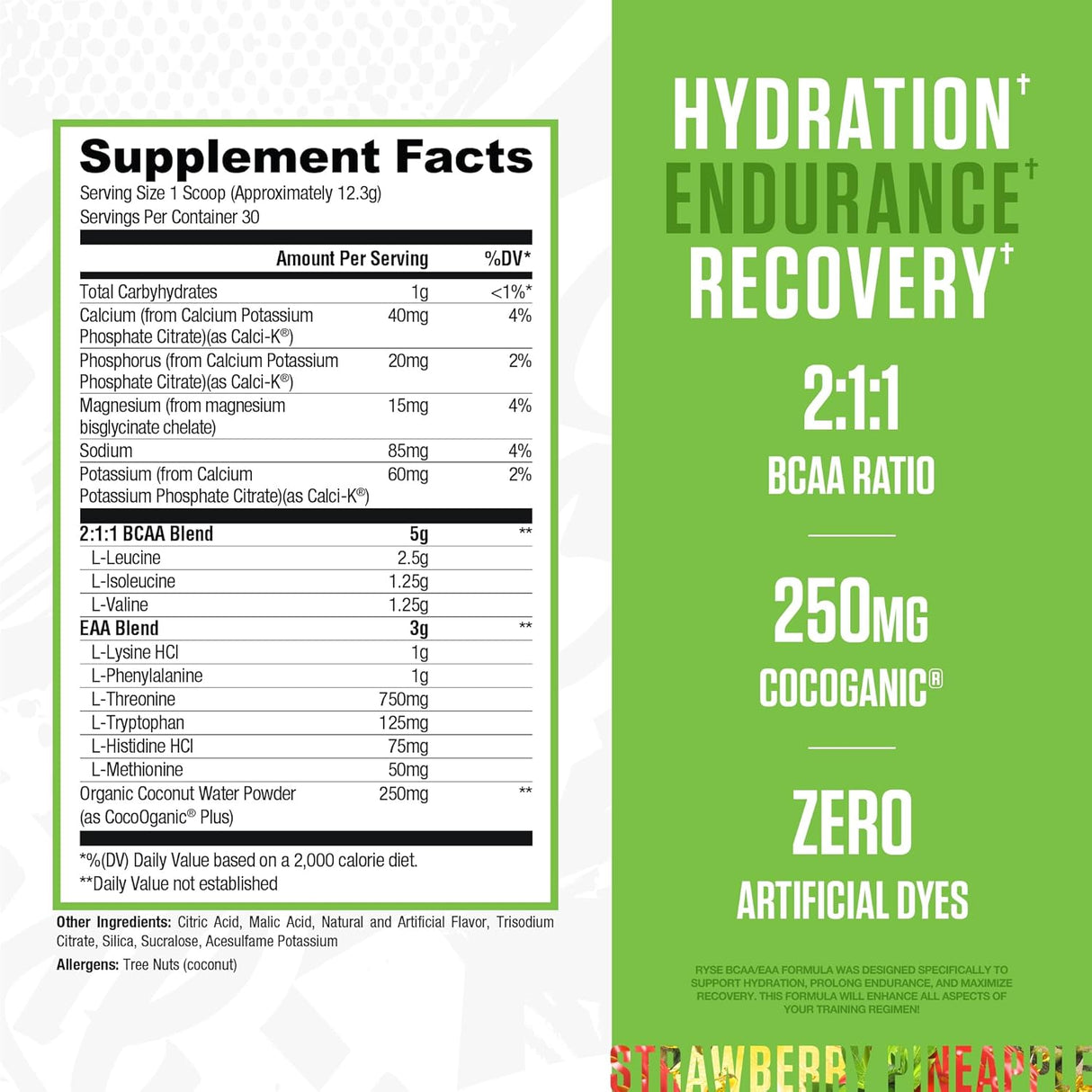 RYSE BCAA EAA en Polvo - 5g BCAA, 3g EAAs, 30 Porciones