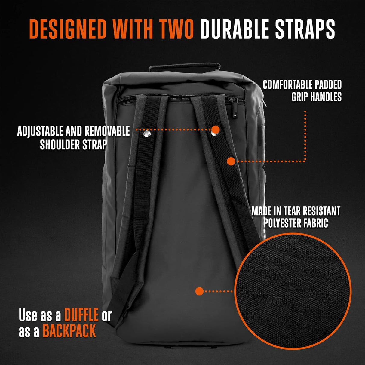 Mochila de lona SQUATZ, bolsa deportiva con correas extraíbles