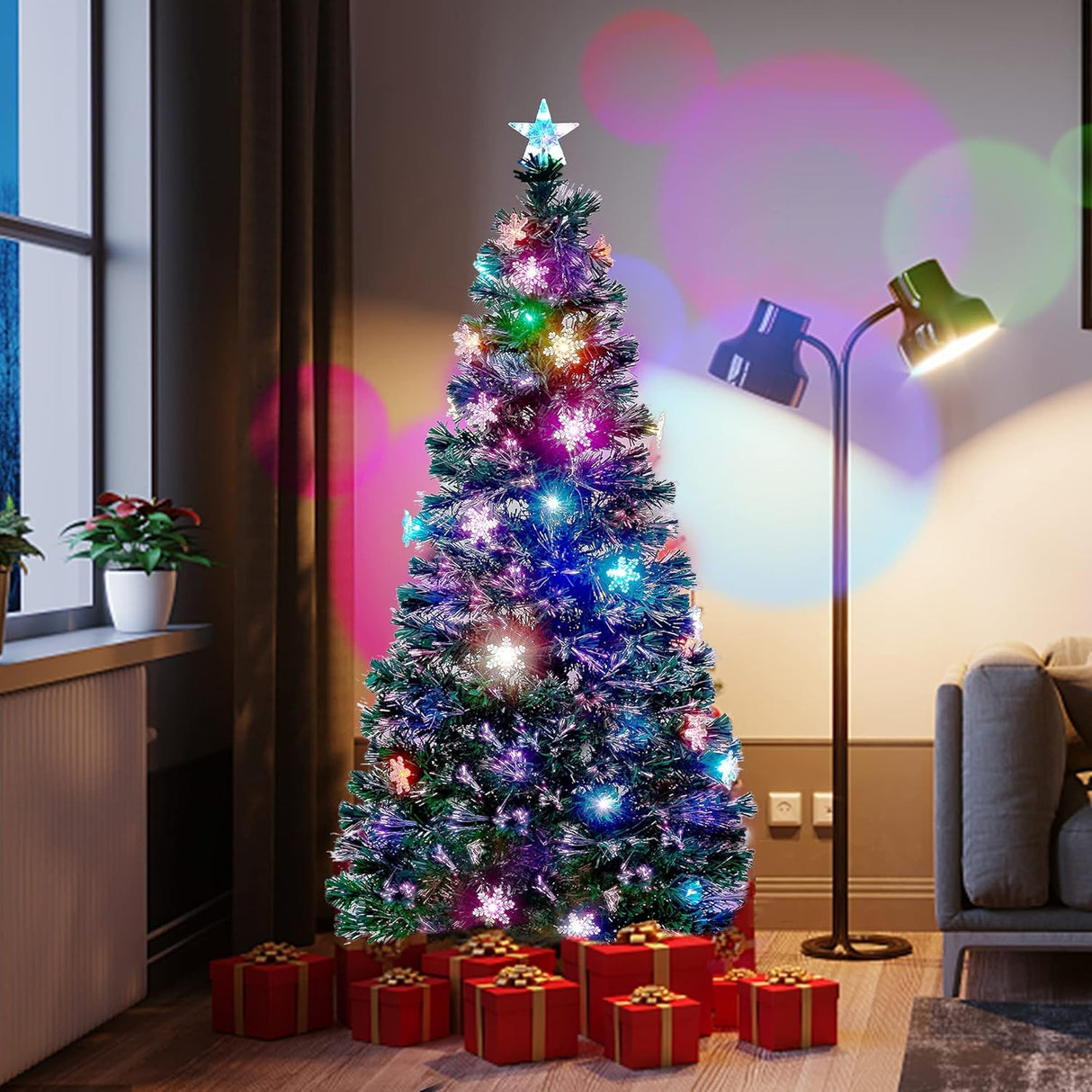 Árbol de Navidad Juegoal 6 ft, Preiluminado, LED RGB, Modelo: X123