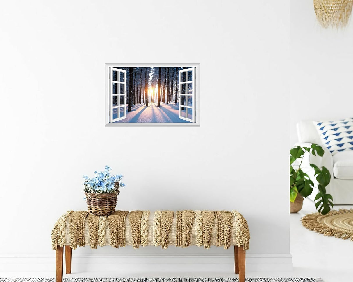 Adhesivo de pared falso para ventana mural de pared de nieve