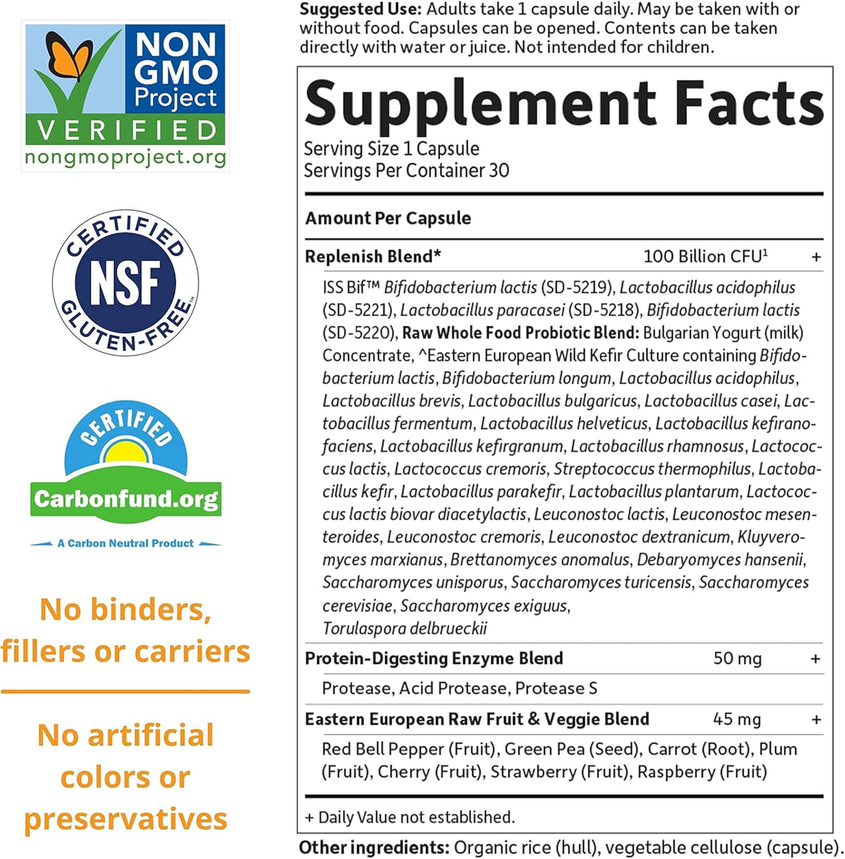 Suplementos Alimenticios robiótico 100 mil millones de UFC