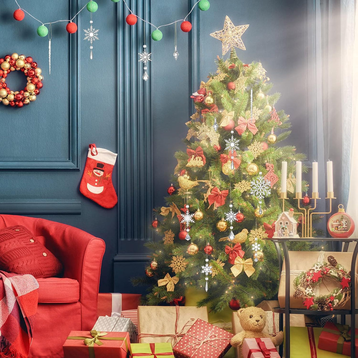 Adornos Navideños UPINS, 20Pcs Copos de Nieve Acrílicos