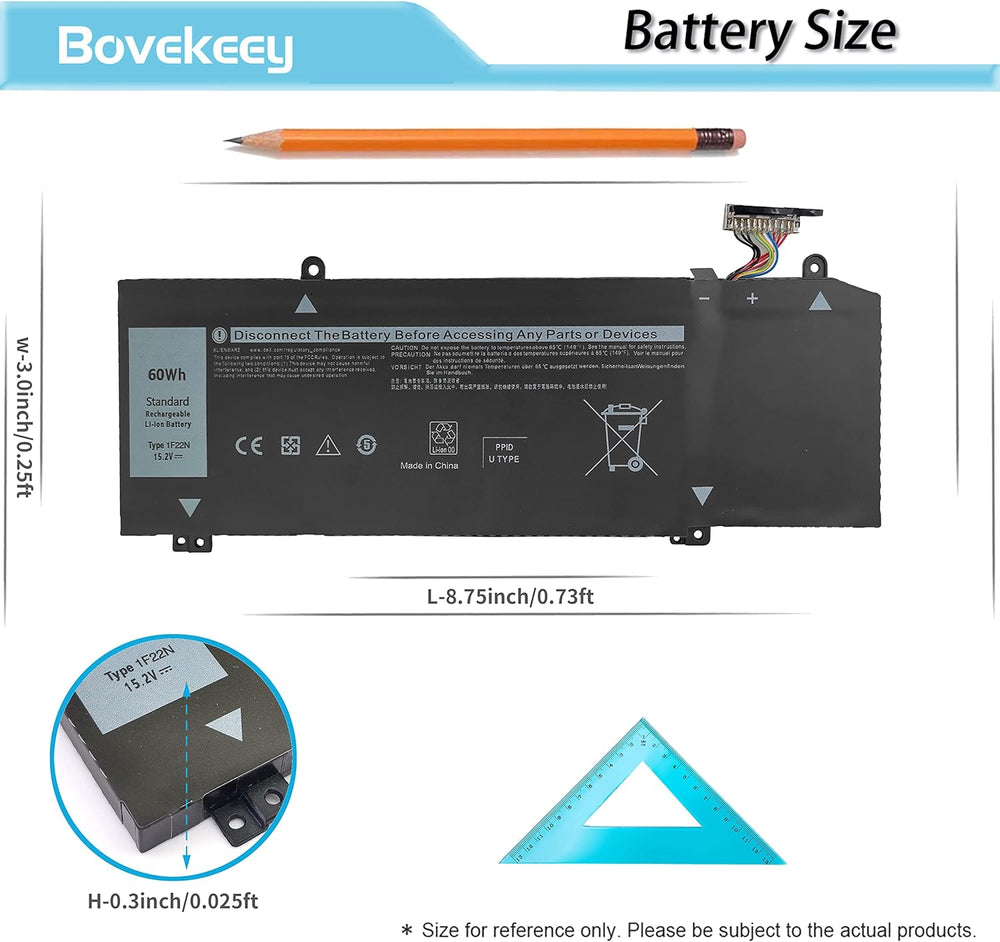 Batería 1F22N 60Wh 15.2V para Dell Alienware M15 M17 R1 G7