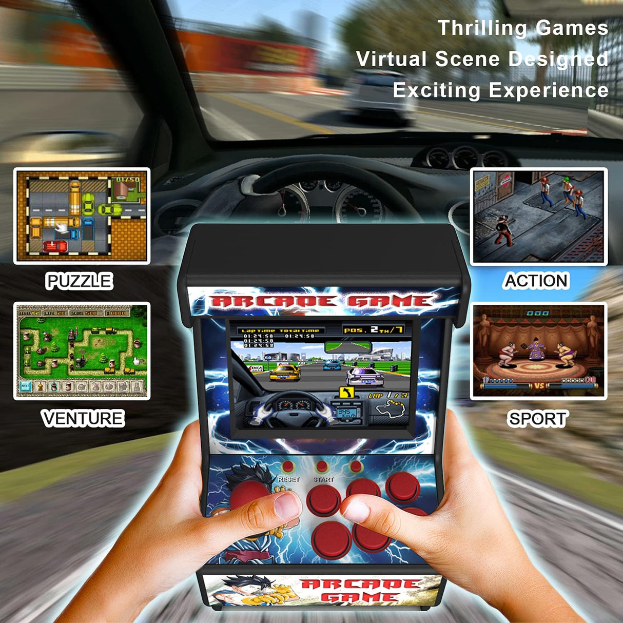 Mini consola de arcade 156 juegos RHAC06 Golden Security