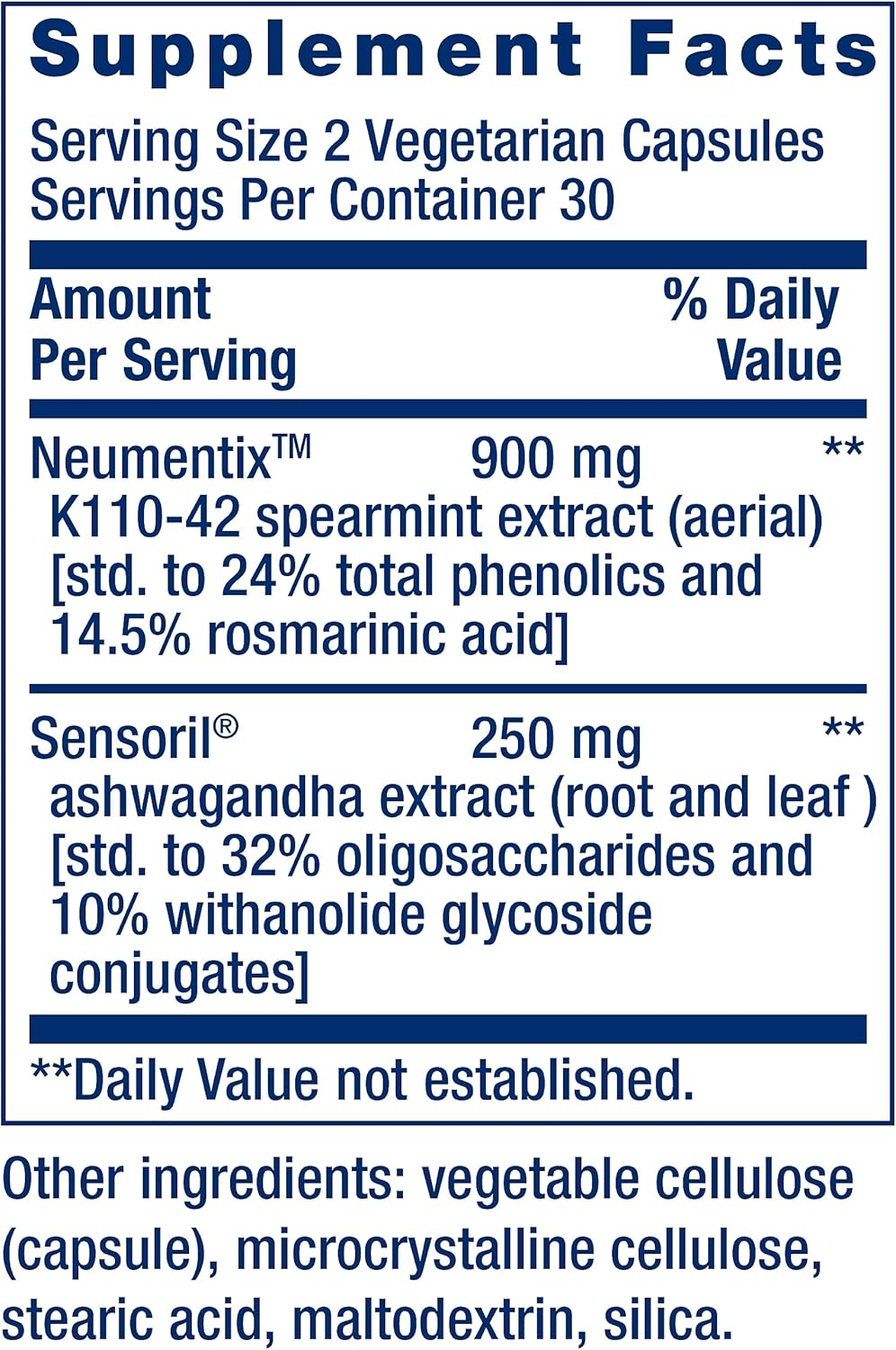 Suplemento Ashwagandha Plus Calm & Focus Life Extension 60 Caps