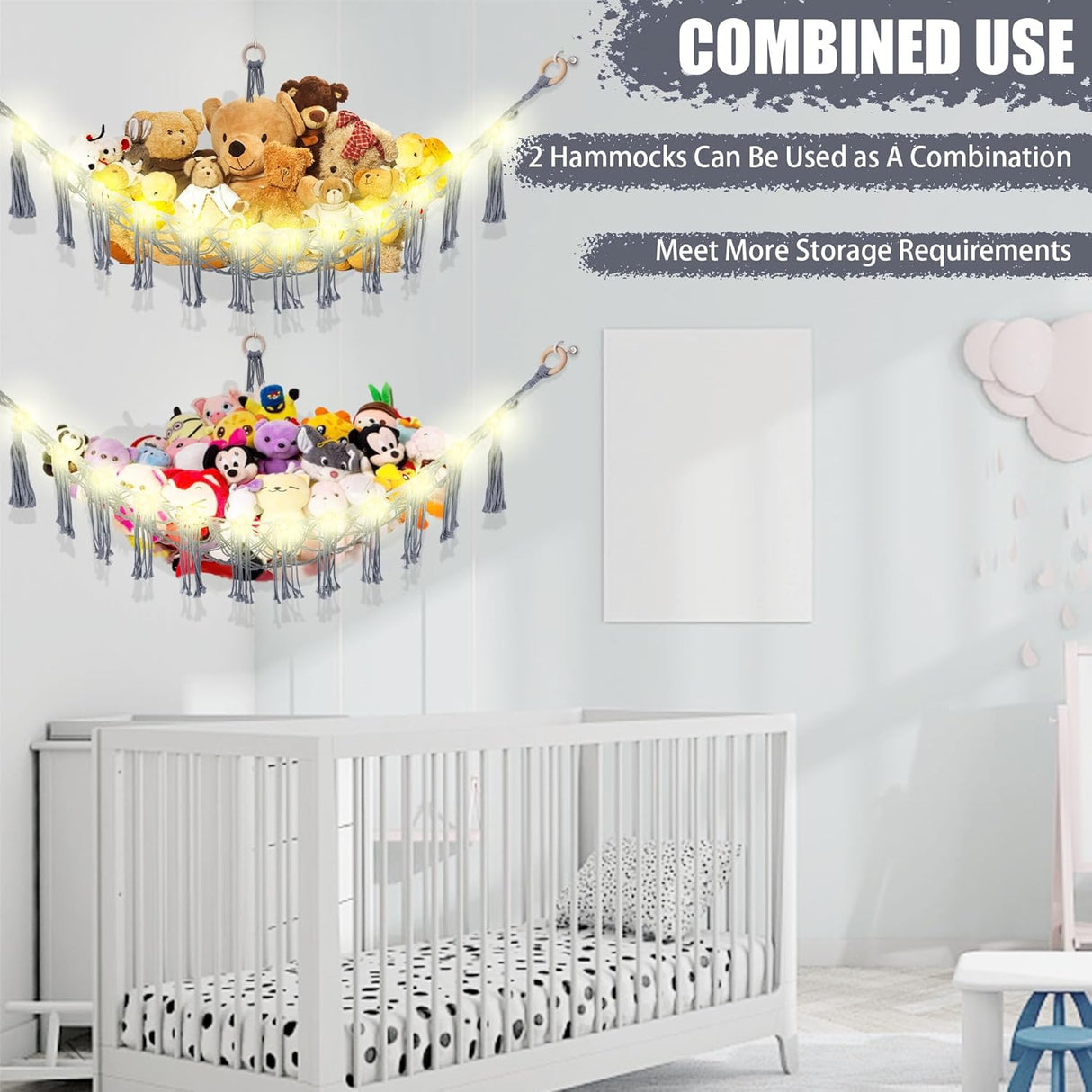 Hamaca para Peluches con Luz LED, Decoración Infantil, Modelo Corner