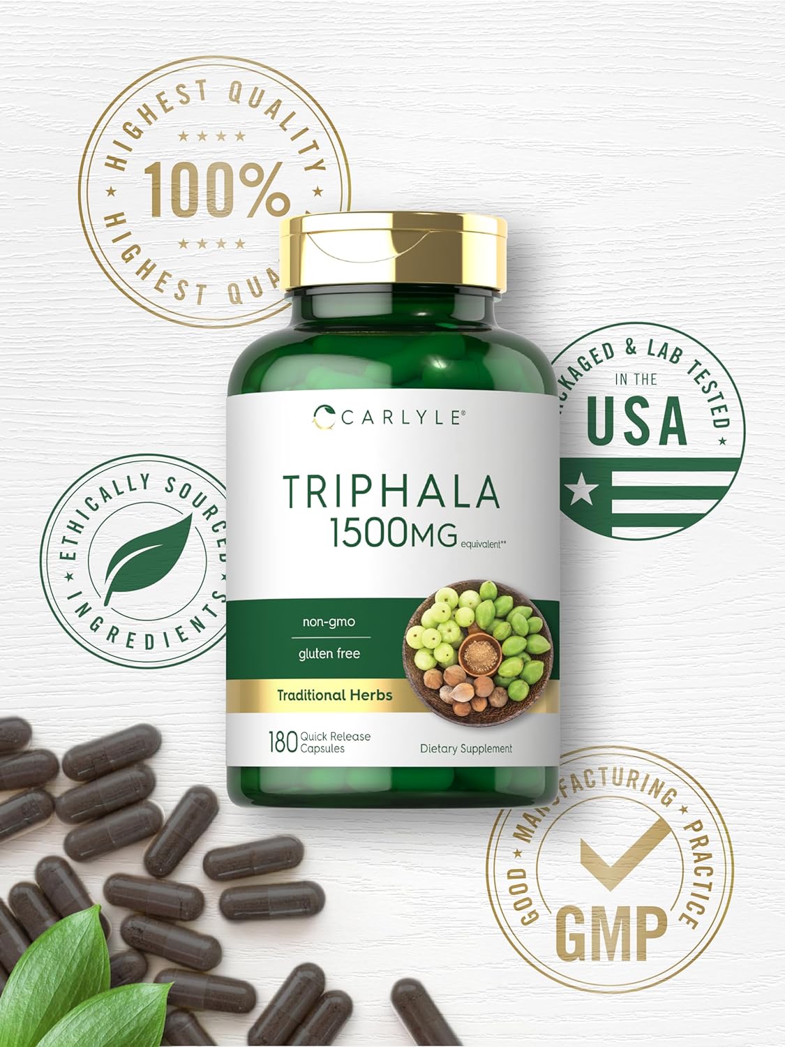 Suplemento Carlyle Triphala Cápsulas 1500 mg 180 unidades