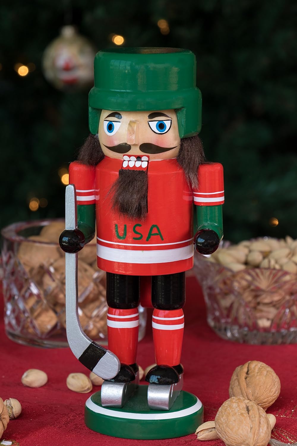 Clever Creations Nutcracker Madera Hockey, 9 Pulgadas