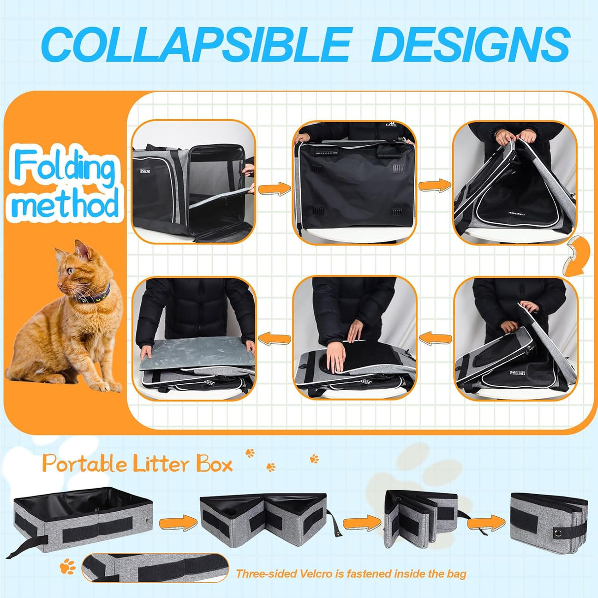 Transportín grande para mascotas Petskd, 24x17x17, 2 gatos