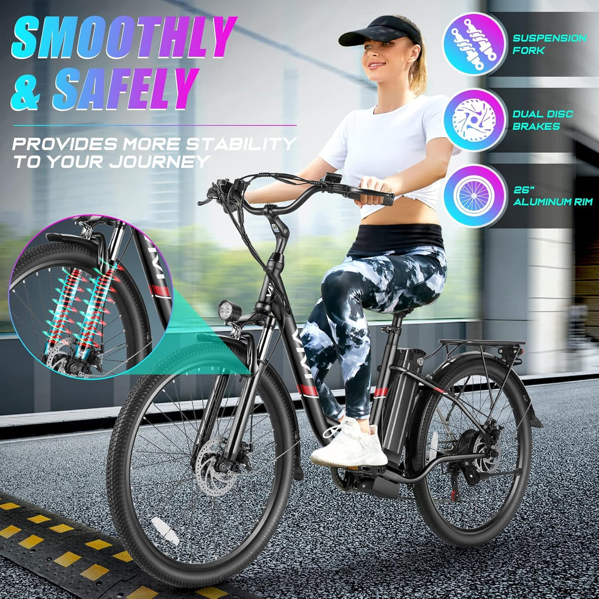 Bicicleta Eléctrica Vivi 750W, Batería Removible, 50 Millas