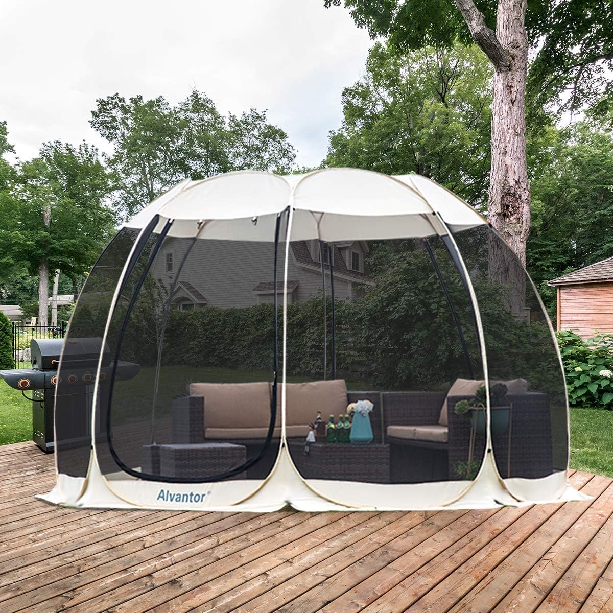 Casa de Pantalla Alvantor, Carpa Plegable con Mosquitero, 6-15 Pers.