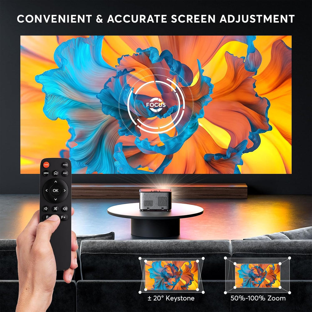 Proyector PANSEBA 4K, 1080P Bluetooth, portátil para cine