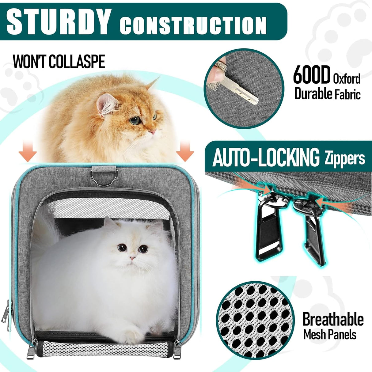 Transportador Suave para Gatos Grandes - Resistente y Colapsable