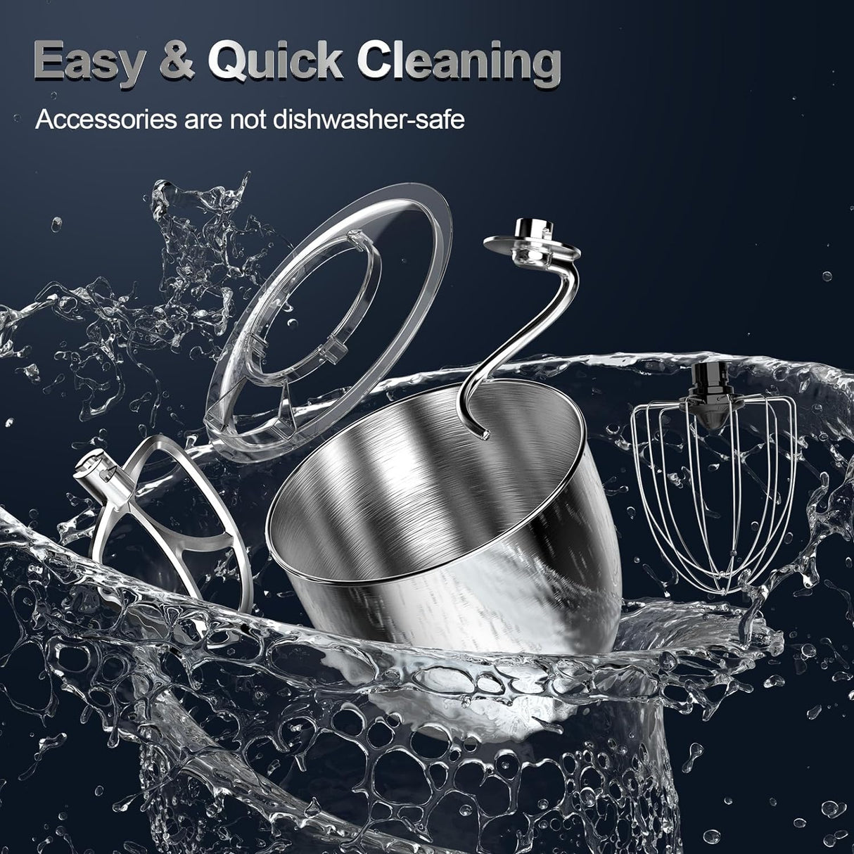 Batidora de pie 6.5QT 10 velocidades 660W, modelo 3 en 1