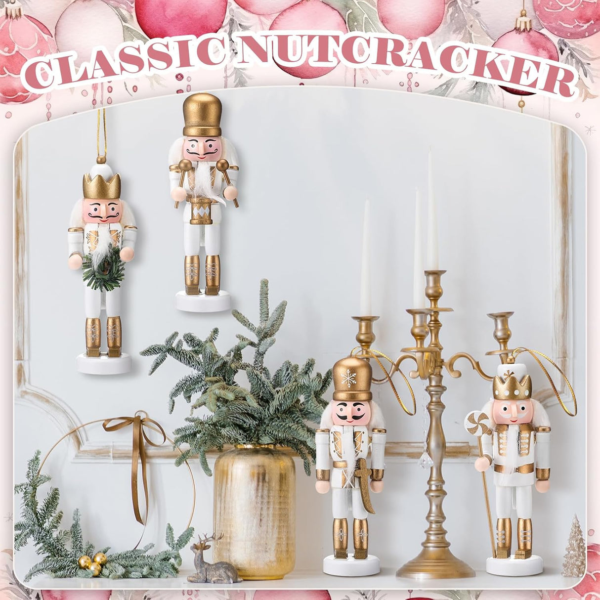 15 Piezas Adornos de Navidad Soldados Nutcracker de Madera