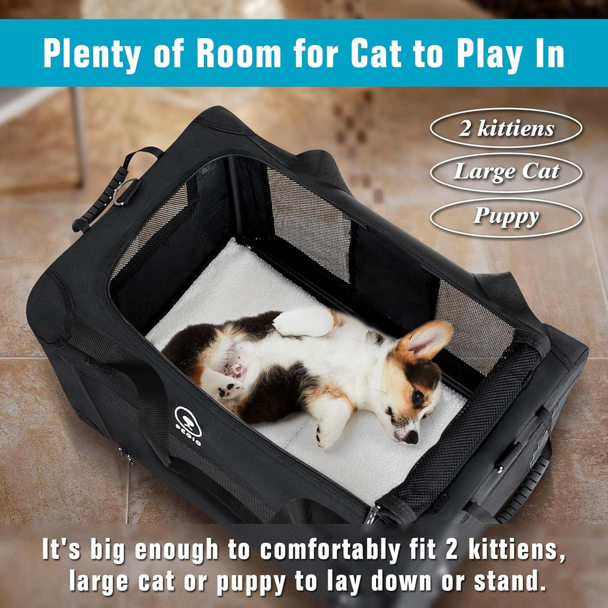 Transportadora de Gatos Pegic, Suave, Colapsable, XL para 2 Kittens