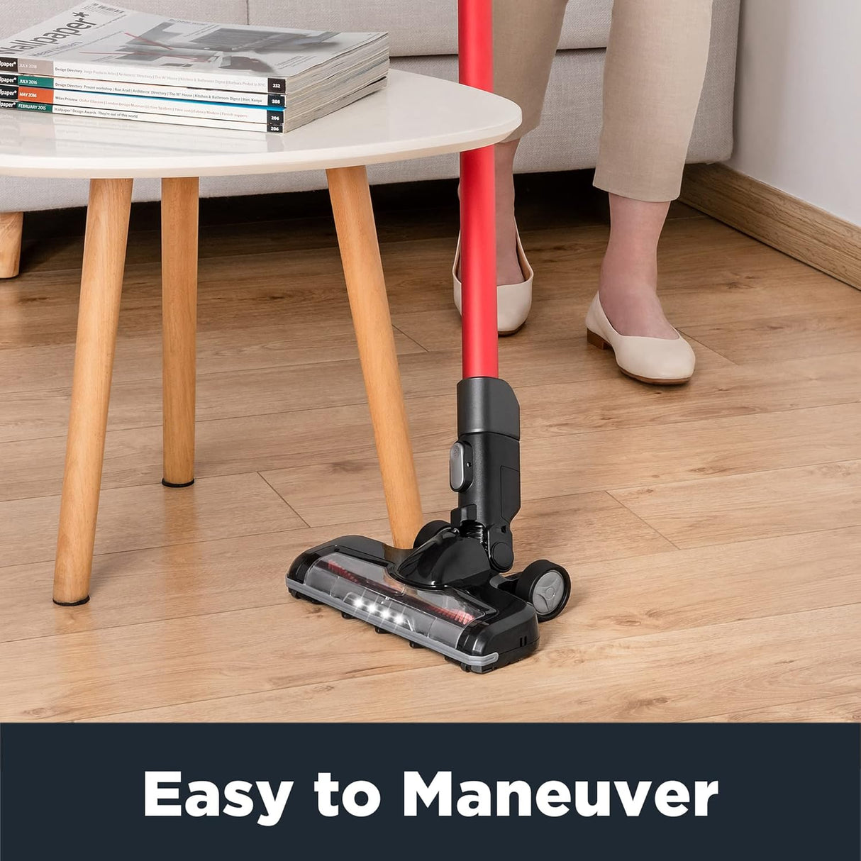 Aspiradora inalámbrica alta eficiencia de madera luces LED