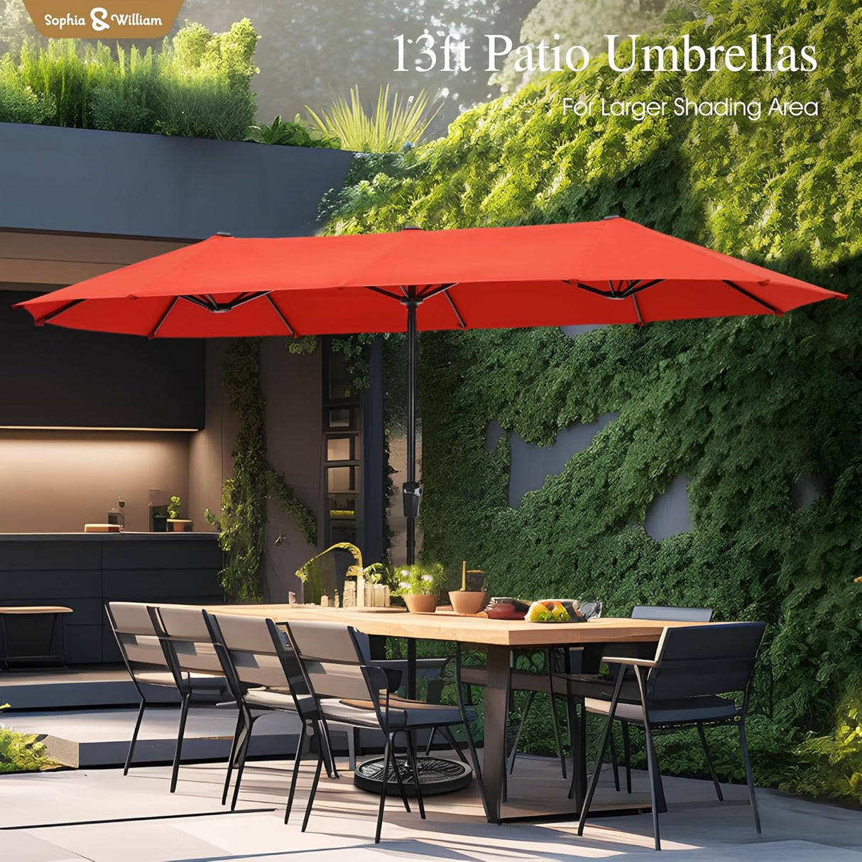 Sombrilla Patio Doble Cara Sophia & William 13ft UV 99% Resistente