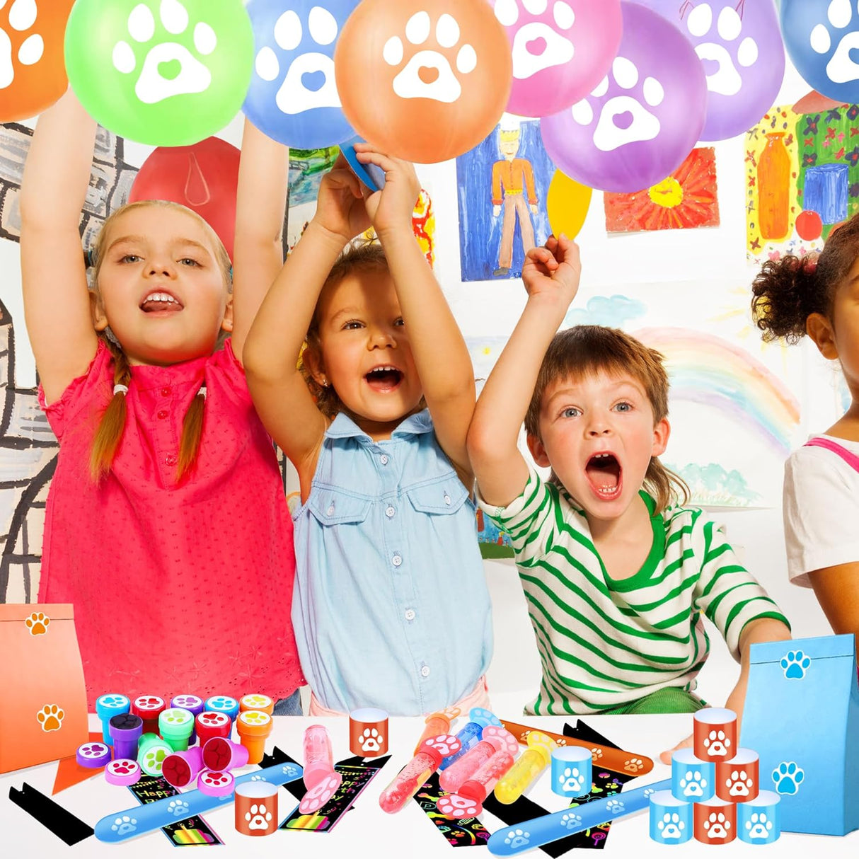 Favor de Fiesta de Huellas de Perro para Niños, Set de 97PCS